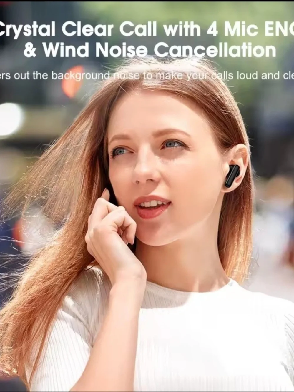 QCY T13 ANC Active Noise Cancelling Wireless Earbuds, White-Black